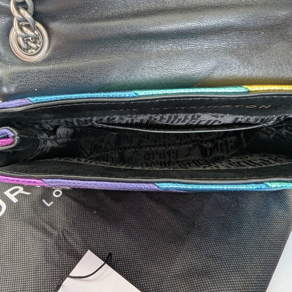 Kurt Geiger London Mini Kensington Metallic Rainbow Striped Crossbody Bag - Picture 10 of 11